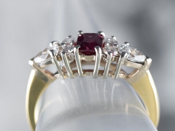 Ruby Diamond Engagement Ring, Ruby 18K Gold Ring,… - image 8