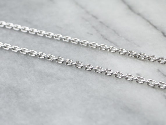 14K White Gold Cable Chain Oval Link 