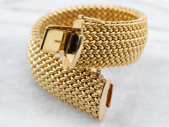 1980s Gold Mesh Link Bracelet, Bold Gold Bracelet… - image 4
