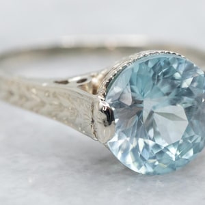 Art Deco Blue Zircon Solitaire Ring, Art Deco Ring, Blue Zircon Ring, Solitaire Ring, Zircon Solitaire, Statement Ring, Zircon Ring A40852