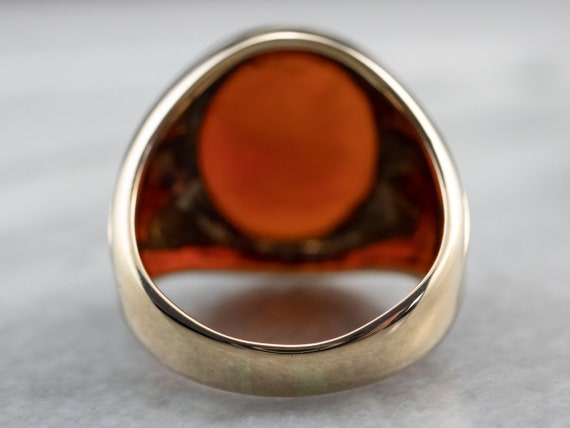 Vintage Gold Carnelian Intaglio Ring, Men's State… - image 5