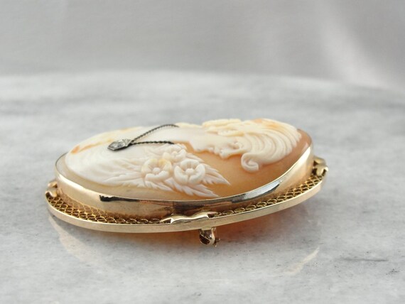 Antique Diamond and Shell Cameo Brooch with Art N… - image 5