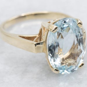 Blue Topaz Yellow Gold Cocktail Ring, Topaz Statement Ring, Blue Topaz Solitaire Ring, Right Hand Ring, Anniversary Gift A65047