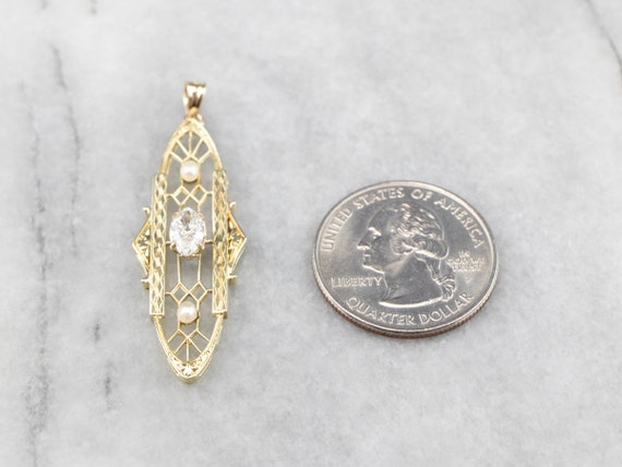 Antique Marquise Diamond Lavalier, Diamond Pendan… - image 7