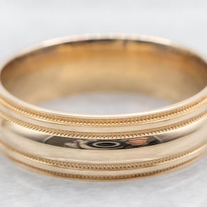 Doppelte Milgrain Kante Hochzeitsband, Gold Ehering, Milgrain Band, Gelbgold Band, Hochzeitsband, gemusterte Band, Stapelband A43428