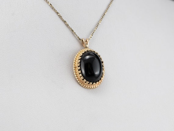 Vintage Black Onyx Pendant, Simple Onyx Pendant, … - image 8