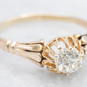 Victorian Buttercup Diamond Ring, Antique Diamond Solitaire Ring, Antique Engagement Ring, Promise Ring, Estate Engagement Ring A61047