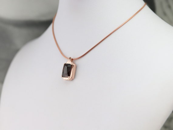 Rose Gold Retro Era Garnet Pendant, Garnet Solita… - image 8