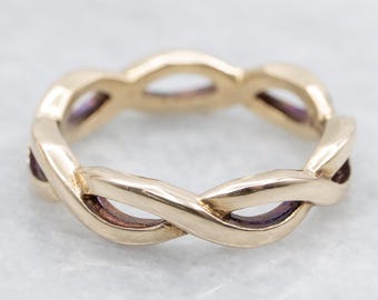 14K Yellow Gold Twist Wedding Band, Stacking Ring