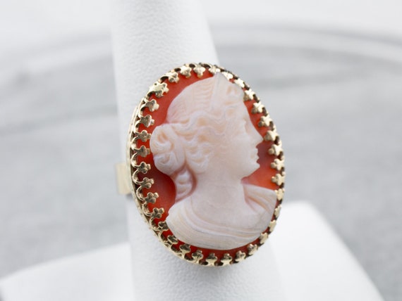 Large Sardonyx Cameo Cocktail Ring, Vintage Cameo… - image 7