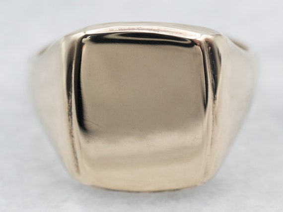 Unisex Plain Gold Signet Ring, Rectangle Signet R… - image 2