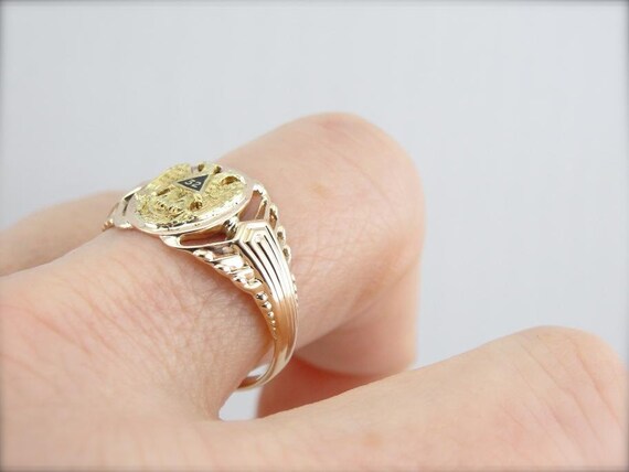 Simply Handsome Vintage Masonic Ring In Rose Gold… - image 4