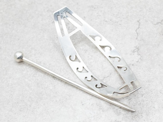 Sterling Silver Wave Pattern Hair Pin, Silver Hair Pin
