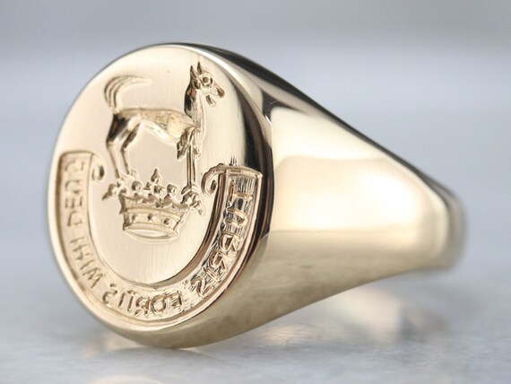 Gold Irish Family Crest Signet Ring, Kelly Surname