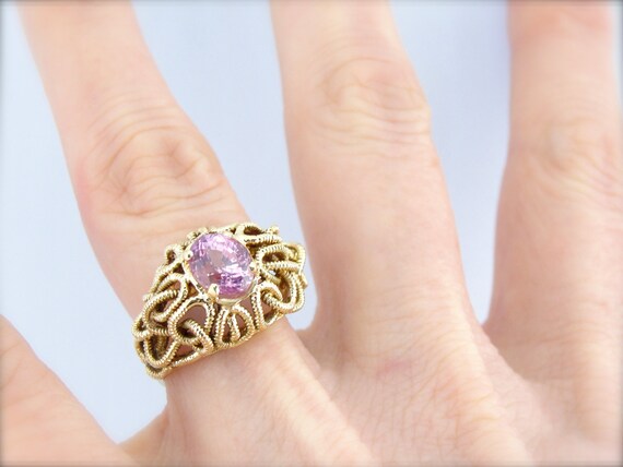 Vintage Pink Sapphire Cocktail Ring, Modernist St… - image 5