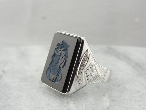 The Lord of Dragons: Vintage Intaglio Ring with W… - image 2