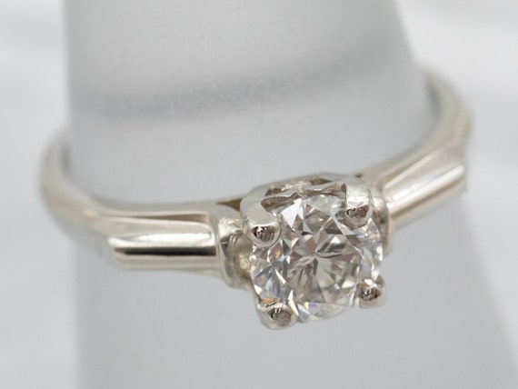Stunning Retro Era Engagement Ring, White Gold Di… - image 3