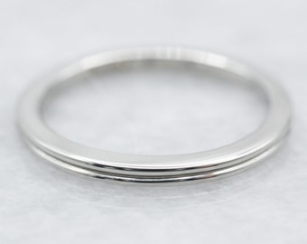 Vintage 18K White Gold Orange Blossom Band, Ribbed Stacking Ring