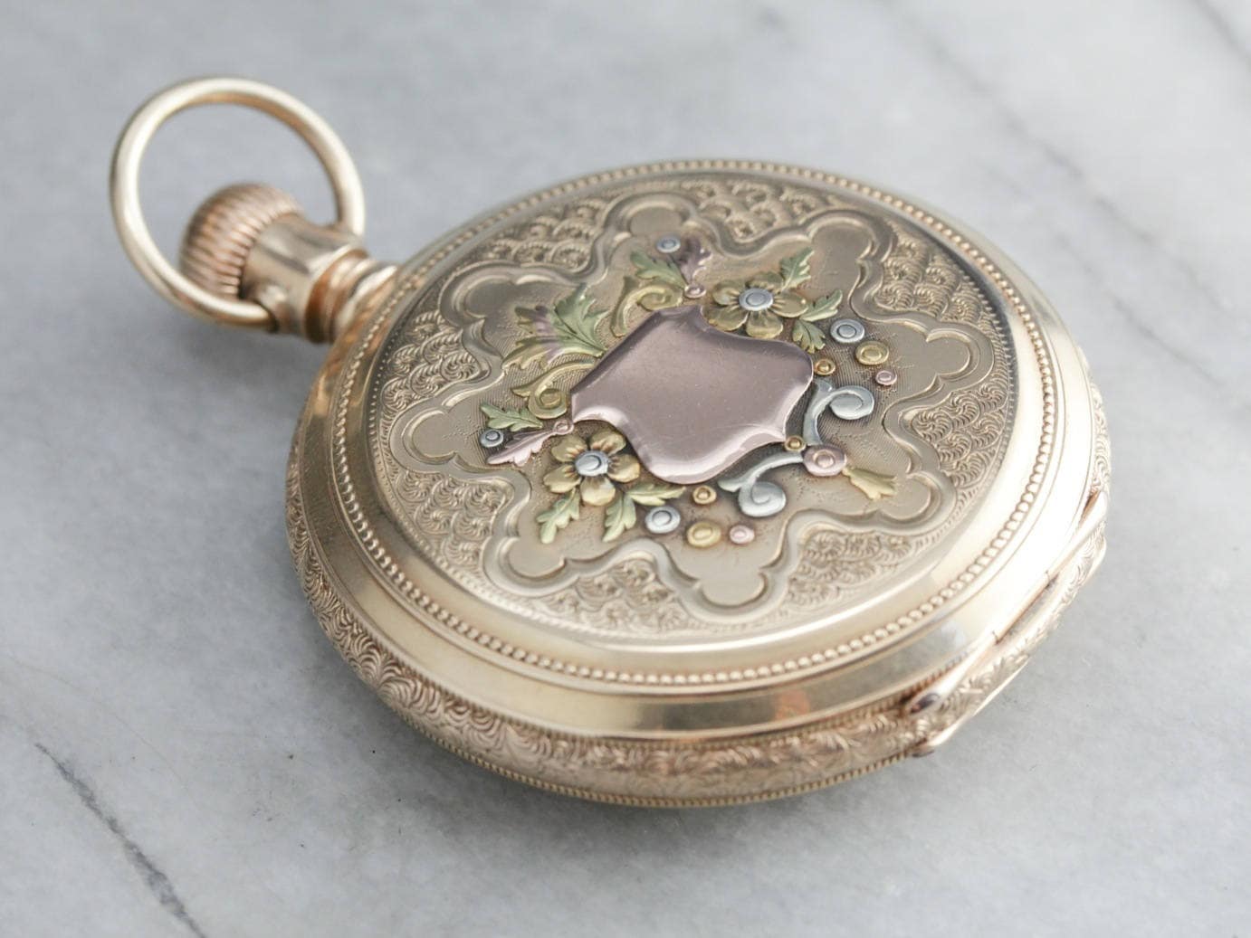 Victorian Signet Ornate Pocket Watch Antique Waltham Gold Pocket Watch FQ3XMN D