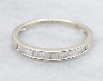 Baguette Diamond Band, 14k White Gold Wedding Ring