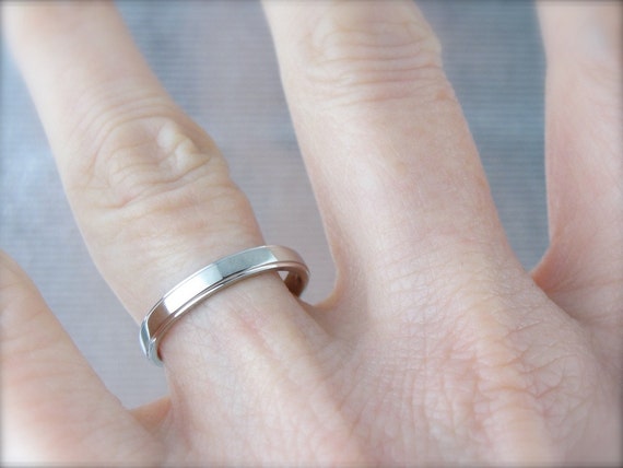 Unisex White Gold Band for Wedding or Stacking UA… - image 5