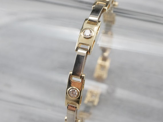 Bezel Set Diamond Link Bracelet, Yellow Gold Diam… - image 10