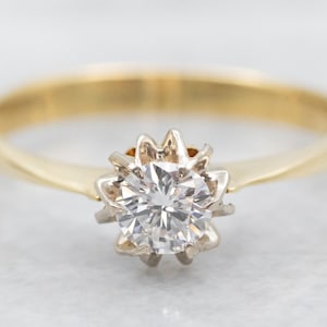 Starburst Diamond Solitaire Ring, Diamond Engagement Ring, Round Brilliant Diamond, Classic Engagement Ring, 18K Gold Diamond Ring A44347