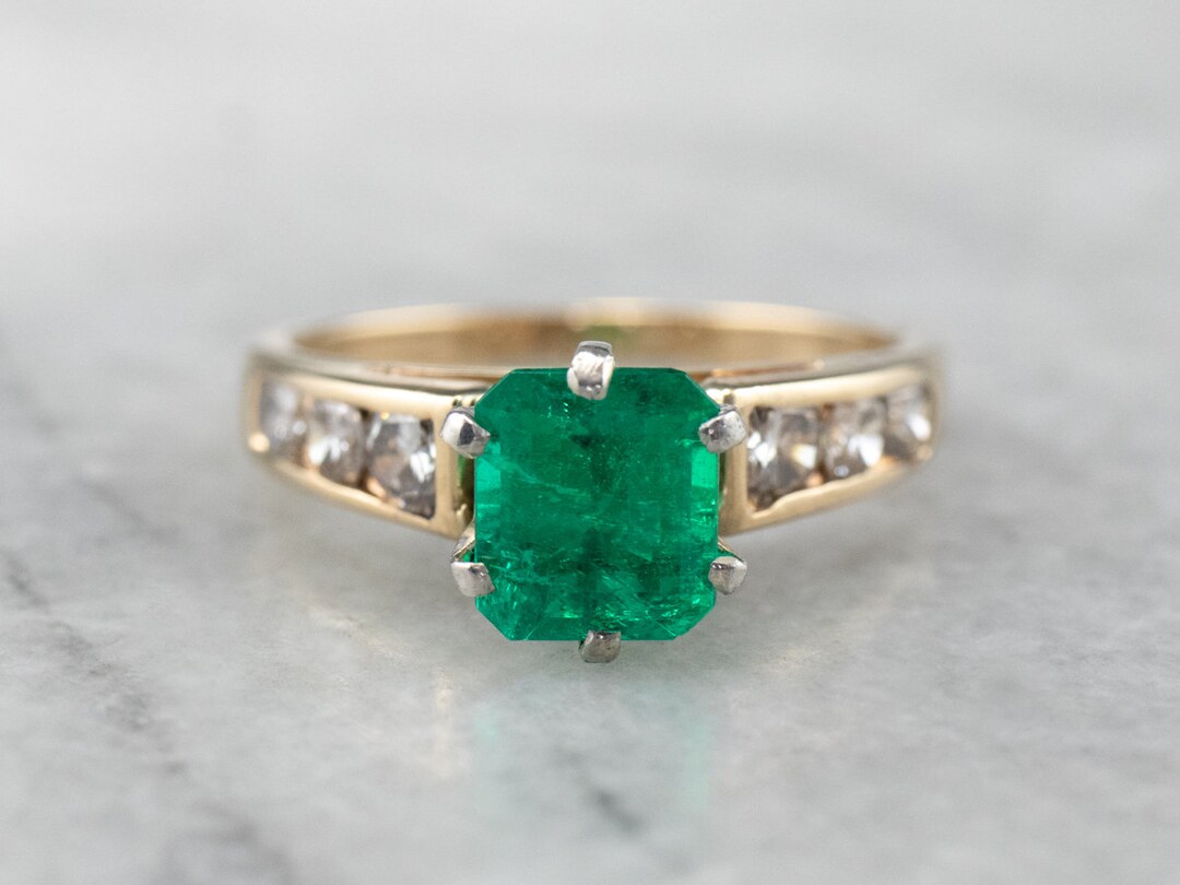 Emerald Diamond Engagement Ring Anniversary Ring May - Etsy