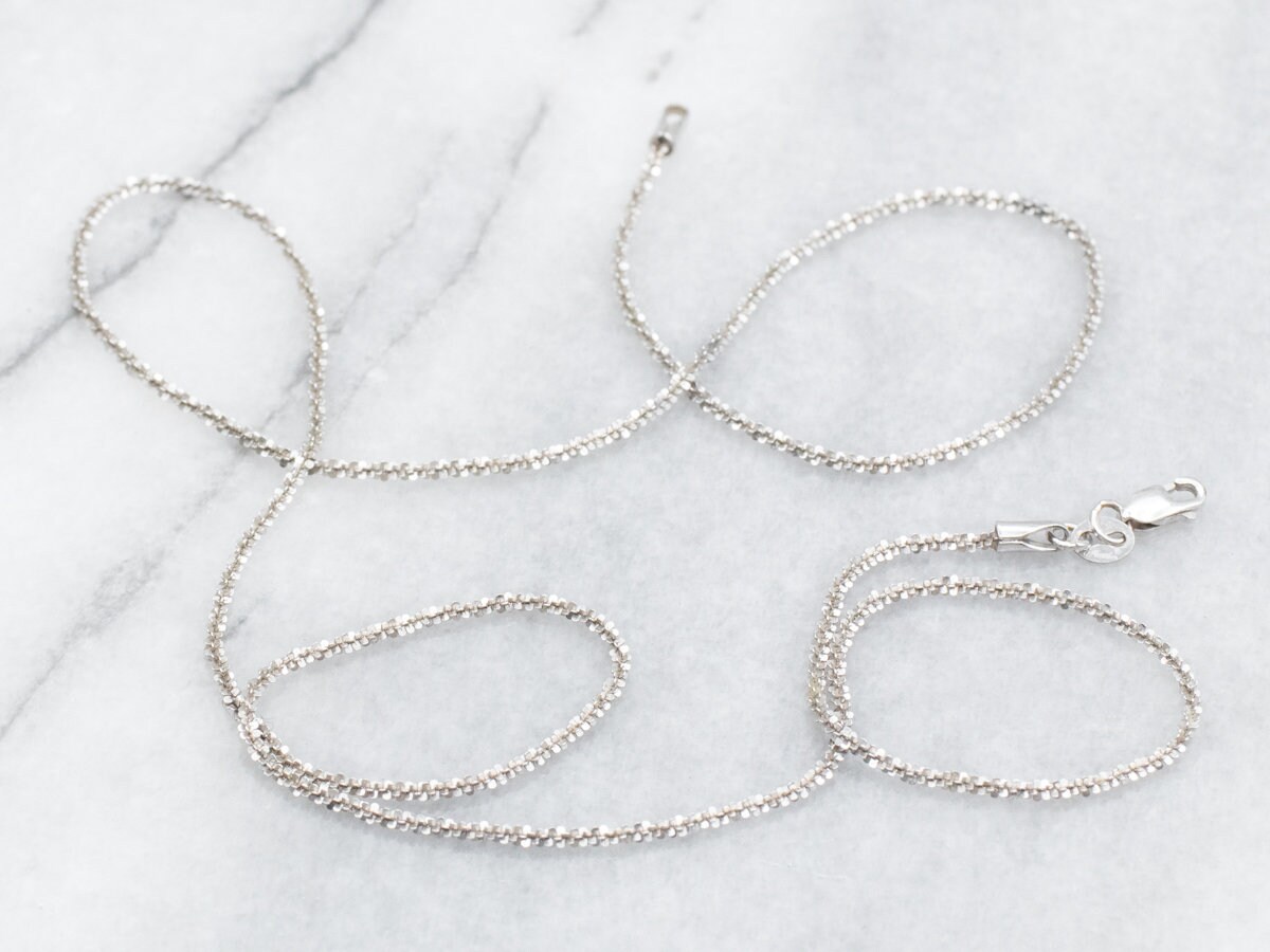 14K White Gold Margarita Chain, Sparkling Chain, Twisted 14K White Gold Margarita Chain, Sparkling Chain, Twisted