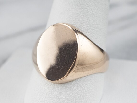 Unisex Plain Gold Signet Ring, Oval Signet Ring, … - image 6