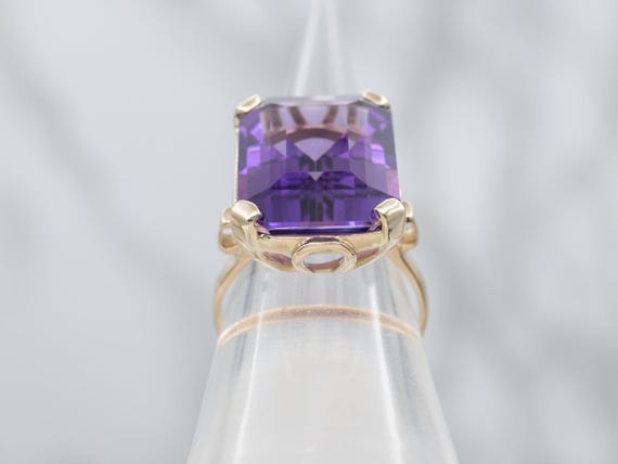 Beautiful Emerald-Cut Amethyst Statement Ring - image 4