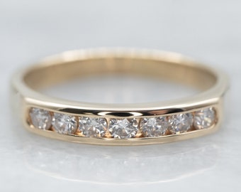14K Yellow Gold Diamond Band, Channel Set Wedding Ring