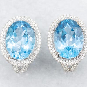 Zeitgenössische Blautopas Diamant Ohrring, Topas Ohrringe, Weißgold Topas Ohrringe, Edelstein Ohrringe, Brautschmuck, Geschenke für Sie A27292