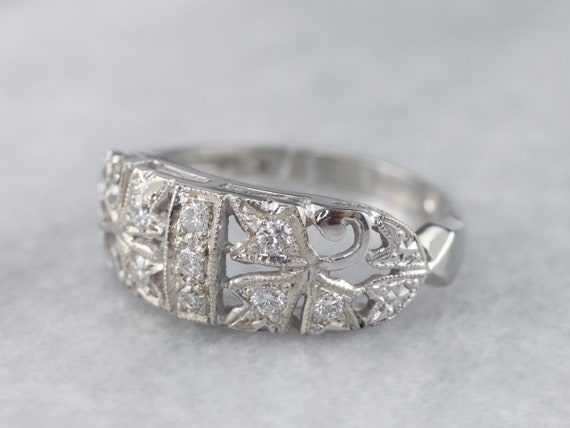 Retro Era Botanical Diamond Ring, White Gold Diam… - image 3