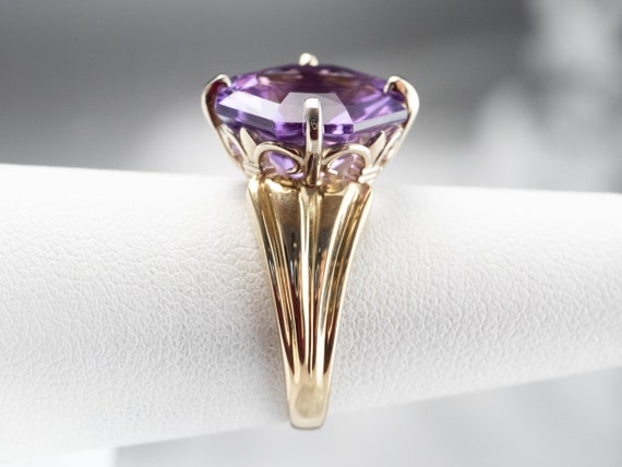 Fancy Cut Amethyst Cocktail Ring, Two Tone Gold A… - image 9