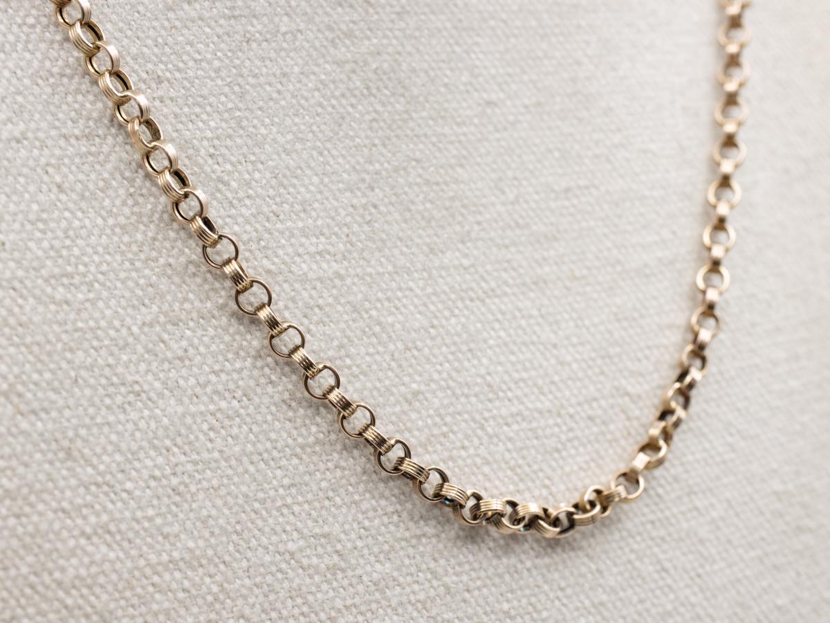 Antique 9ct Gold Rolo Link Chain, 21 Inch Victorian Necklace - Etsy