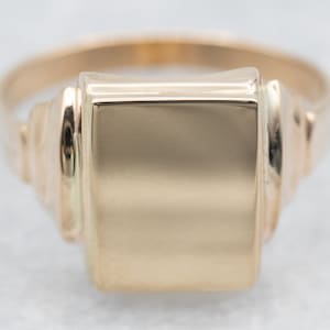 Yellow Gold Rectangular Plain Signet Ring, Yellow Gold Signet Ring, Unisex Signet Ring, Gold Signet, Engravable Ring, Gold Signet A29589