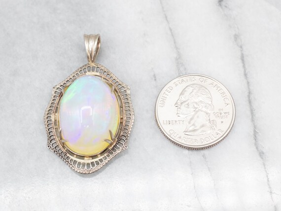 Art Deco Opal Pendant, Ethiopian Welo Opal Filigr… - image 5