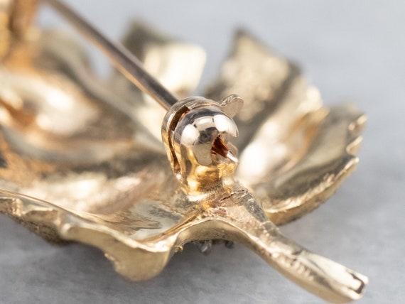 Diamond Gold Leaf Brooch, Leaf Pin, Autumn Brooch… - image 7
