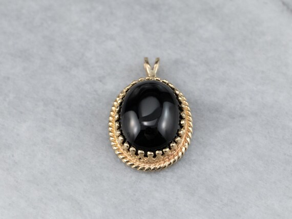 Vintage Black Onyx Pendant, Simple Onyx Pendant, … - image 2