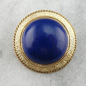Midnight Blue: Vintage Lapis and Classical Gold Brooch  L2ULCH-N