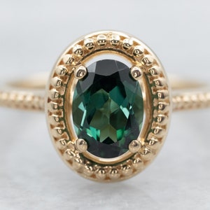 Yellow Gold Green Tourmaline Solitaire Ring, Yellow Gold Ring, Green Tourmaline Ring, Solitaire Ring, Green Tourmaline Solitaire Ring A28579