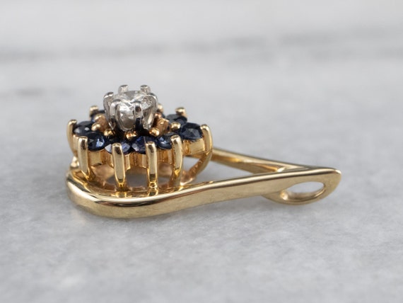 Sapphire and Diamond Pendant, Floral Sapphire Pen… - image 4