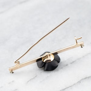 Antique 14K Yellow Gold Floral Bar Pin, Victorian Est