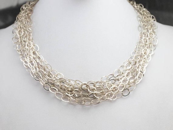Sterling silver multi strand necklace sale