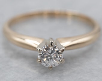 Vintage 14K Yellow Gold Diamond Solitaire Engagement Ring