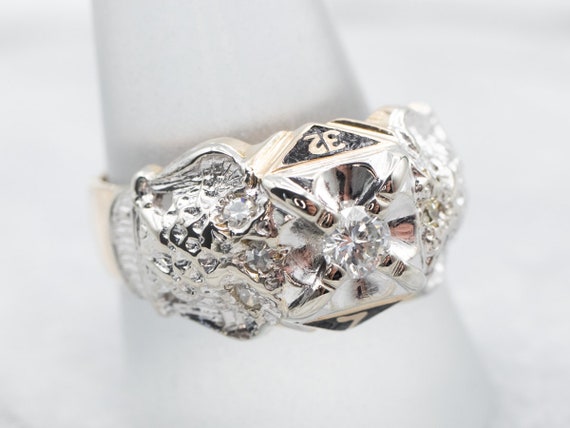 Vintage Diamond Masonic Ring, Men's Statement Rin… - image 3