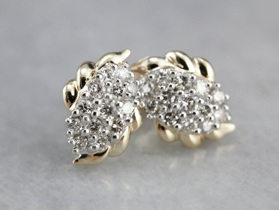 Vintage Diamond Cluster Earrings, Diamond Stud Ea… - image 2