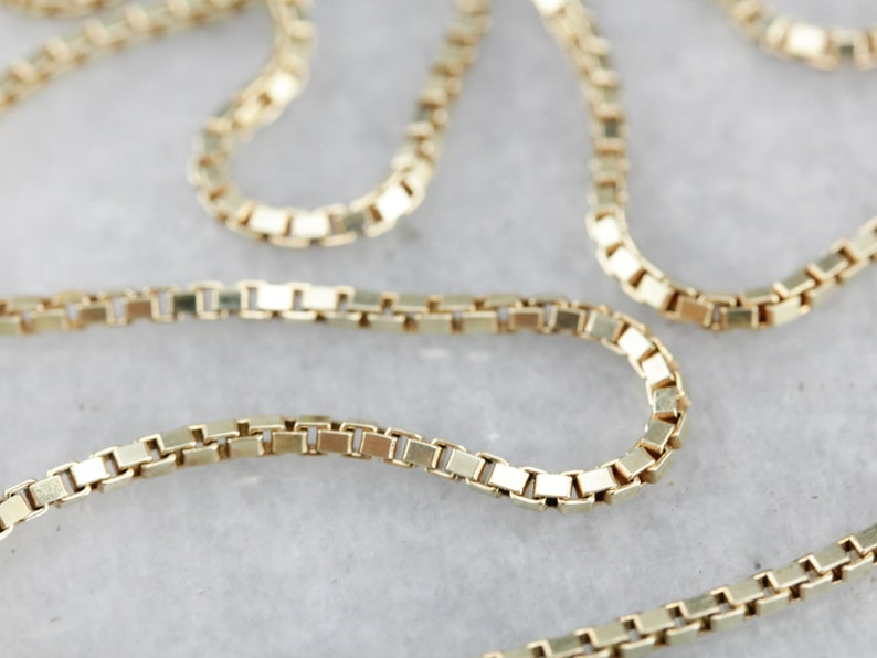 Yellow Gold Box Chain Gold Chain Necklace 15 Inch Gold Etsy