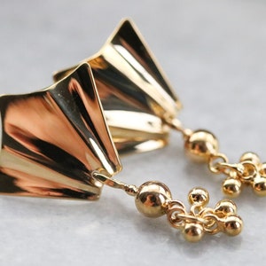 18 kt geelgouden oorbellen met kwastjes, moderne statement-druppeloorbellen